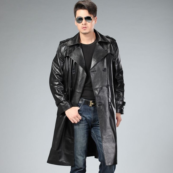 Nou-Casual-Brand-Brand-Sheepch-Trench-Piele-Piele-Trench-Trench-Design-Double-Breasted-autentic-piele-Legthen