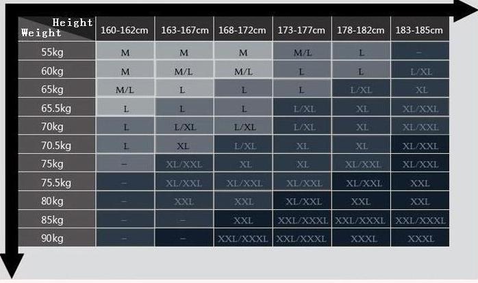 mărimea tabelului pentru bărbați în jos jachete de creștere Greutate
