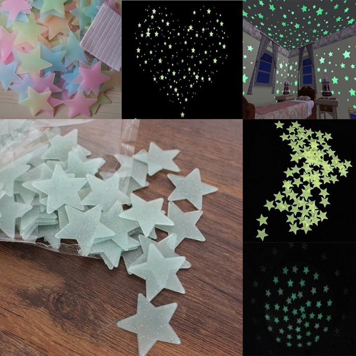 1-SET-100PCS-3CM-HOME-WALL-NIGHT-GLOW-FONT-B-SPACE-B-Font-Star-Stickers-Ceiling