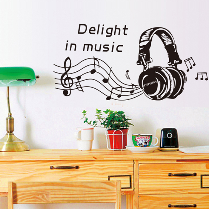 Beating headphones-large-headpohones-music helmets-music-note-sticker-wall-home-decor-vinyl wall-art wall-mounted