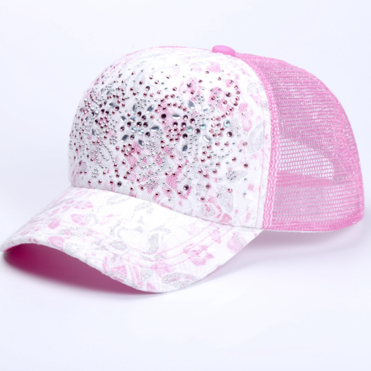 10-Colors-Of-Summer-Outdoor-Shading-Cap-Flower-Pattern-Rhinestone-Pierced-Mesh-Baseball-Cap-Female-Sports