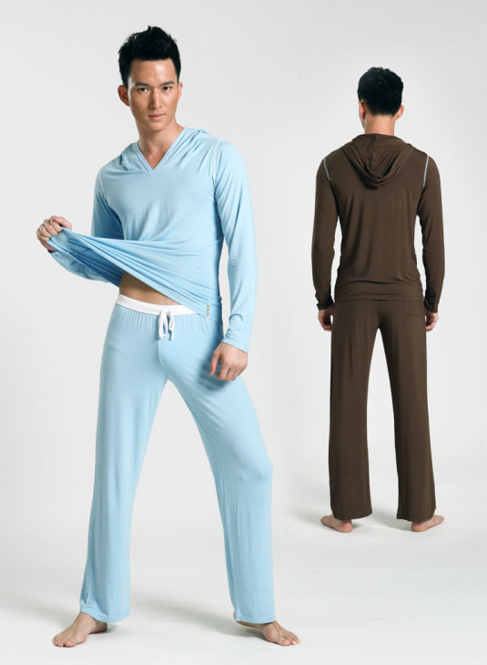 Asianbum-Family-Pajama-Sets-Bamboo-Fibre-Men-Leisure-Wear-Hooded-Men-Pajamas-Yoga-Pants-Men-Free