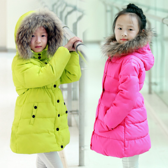 Children-Down-Jackets-Girls-Long-Section-Waist-Thick-Warm-Jacket-Kid-Big-Natural-Fur-Collar-Winter