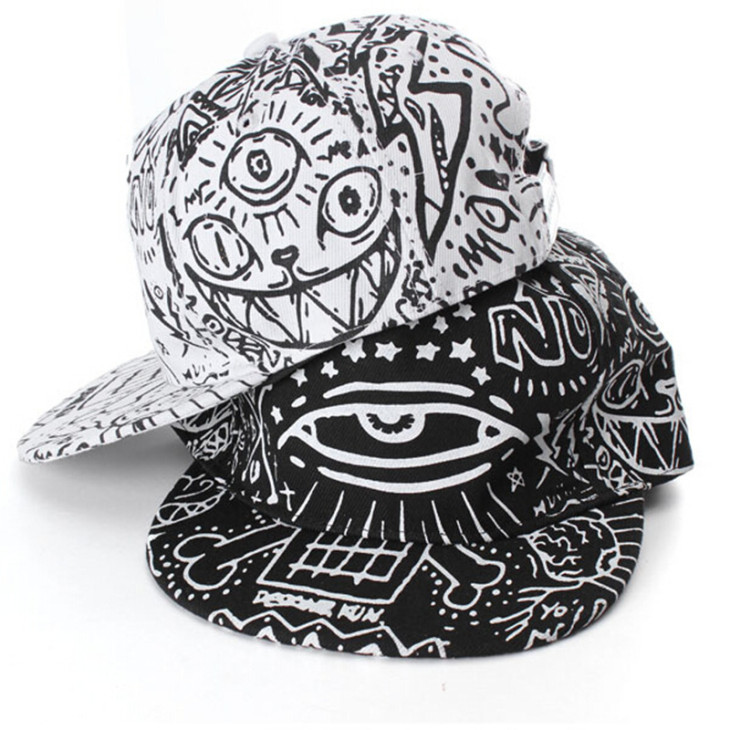 hip-hop-baseball-cap-snapback-hats-for-men-women-3-eyes-cat-demon-print-bone-cap