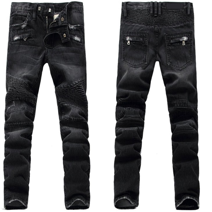 NWT-Paris-Men-s-Fashion-Runway-Distressed-Biker-Slim-Washed-Black-Jeans-Size28-38-901-