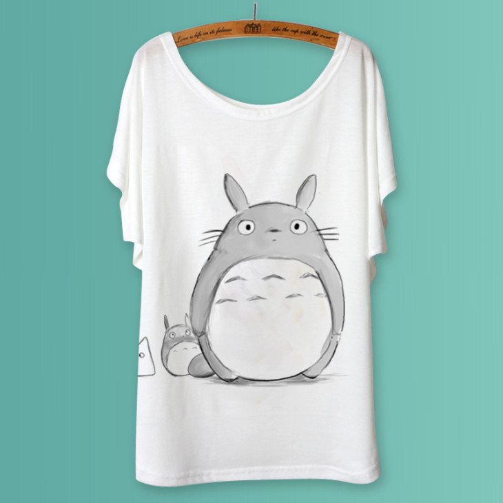 Totoro-Animal-Print-T-shirt-Wanita-puncak-2015-tshirt-Harajuku-lengan-pendek-poleras-de-mujer-camisetas