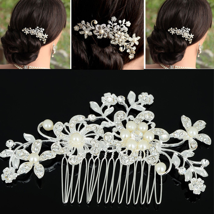 Charm-New-Rhinestone-Crystals-Hair-Jewelry-For-Women-Bridal-Flower-Pearls-Hair-Comb-Pin-Clip-for