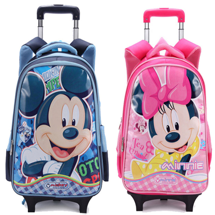 New-2014-Minnie-Mickey-Mouse-Children-Trolley-School-Bags-Wheeled-Backpack-Girls-Boys-Rugsack -For