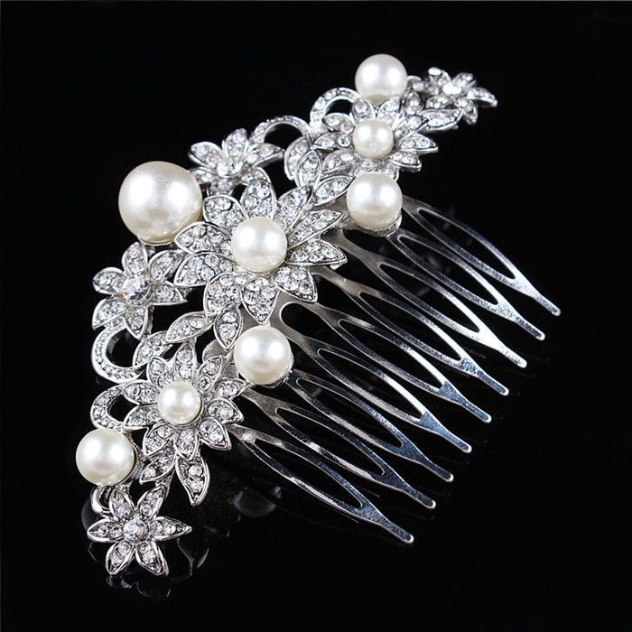 New-Fashion-Bridal-Hair-Accessories-Wedding-Jewelry-Silver-Plated-Flower-Hair-Comb-Pearl-Crystal-Bridal-Tuck