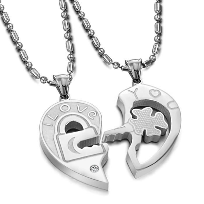 Stainless-Steel-Jewelry-Romantic-His-And-Hers-Matching-Necklace-Set-font-b-Split-b-font-font