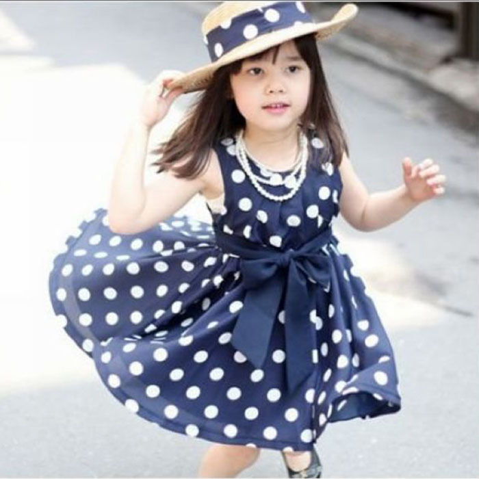 2015-New-Top-Summer-Bow-Dot-Free-shipping-1pcs-Retail-Cotton-Woven-Navy-White-Cute-Knee